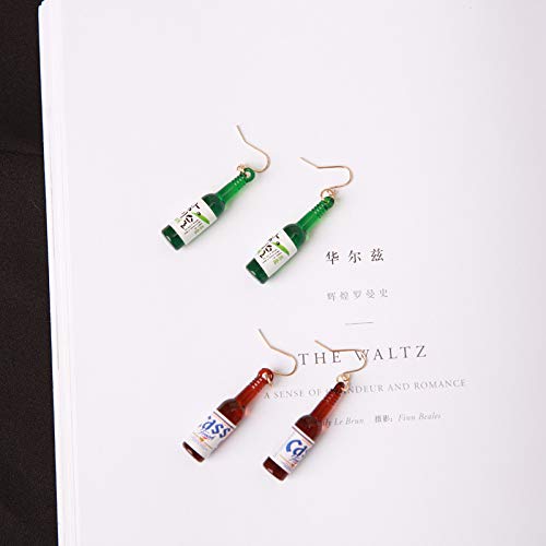 VIWIV Botellas De Agua Mineral Personalizadas Pendiente Botellas De Cerveza Lindas Pendiente Elegante Simple Estilo Dos Colores 4 Colores Moda Oreja,3