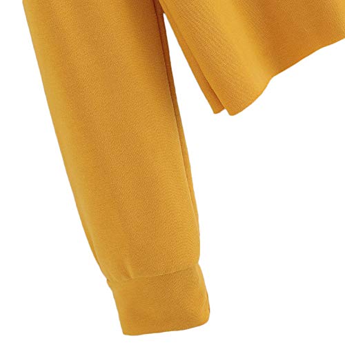 VJGOAL para Mujer de Moda Casual otoño Manga Larga de Color sólido Raya de impresión Cuello Redondo Sudadera Blusa Tops Pullover(M,Amarillo)