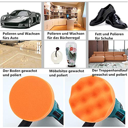 Voarge - Esponja de pulido para coche, juego de discos de pulido de 7,62 cm, para máquina pulidora, adaptador de pulido, juego de 11 piezas