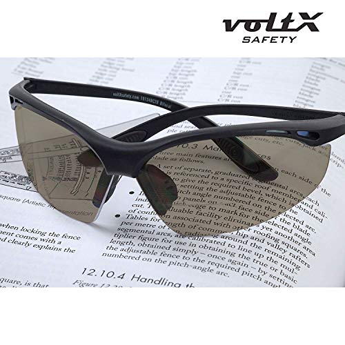 voltX 'CONSTRUCTOR' (AHUMADO/GRIS dioptría +2.5) Gafas de Seguridad de Lectura BIFOCALES que cumplen con la certificación CE EN166F / Gafas para Ciclismo incluye cuerda de seguridad - Reading Safety Glasses