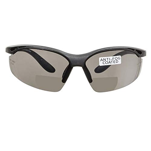 voltX 'CONSTRUCTOR' (AHUMADO/GRIS dioptría +2.5) Gafas de Seguridad de Lectura BIFOCALES que cumplen con la certificación CE EN166F / Gafas para Ciclismo incluye cuerda de seguridad - Reading Safety Glasses