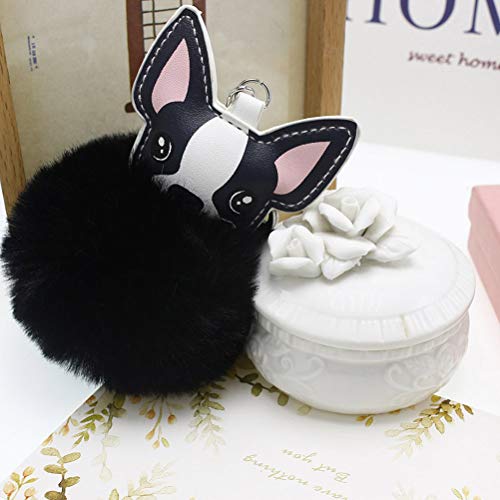 VOSAREA Bola de Pelo Pom Pom Llavero Perro y Unicorn Monedero Mochila Colgante Llavero 2 unids