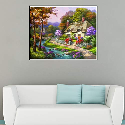 VOSAREA DIY 5D Kit de Pintura Diamante DIY Kit de Punto de Cruz Bordado de Diamantes Pintura Decoración de Pared Kits de Arte de Impresión Casa de Campo