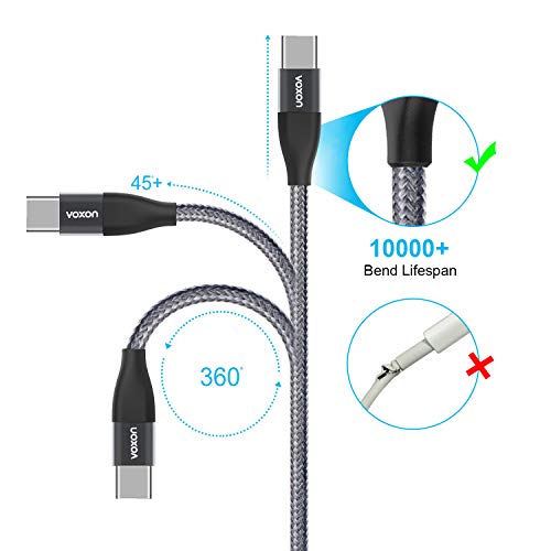 VOXON Cable Tipo C (1M / 2M / 3M) Cable Type C para Nexus 5X / 6P, Conmutador Nintendo, ChromeBook Pixel y Más, Trenzado de Nylon