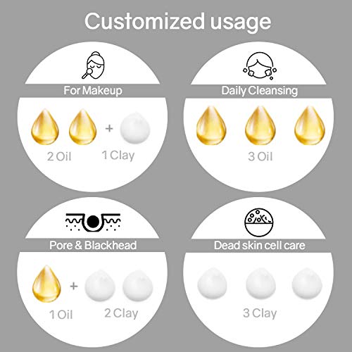 VPROVE Clay Cleanser & limpiador de aceite-micro Clay limpiador profundo y aceite de oliva purificador, todo en un producto para la limpieza de todo tipo de piel, blackhead-100ml