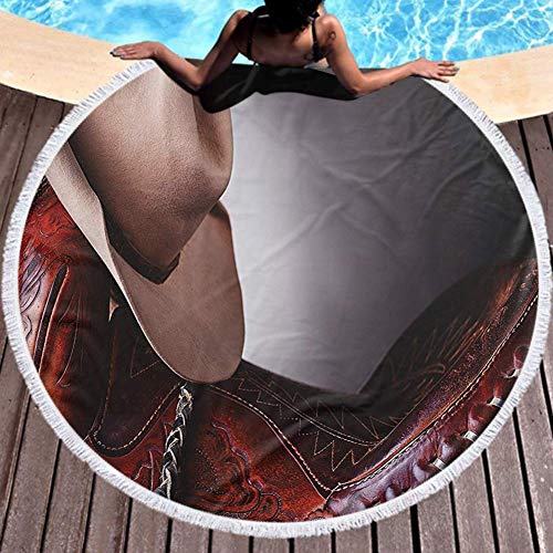 W-wishes Toalla de Playa Sillín de Caballo súper Suave y Absorbente con Sombrero de Vaquero Wild Texas Fashion States Hombres Whip It Toallas de Playa para niños