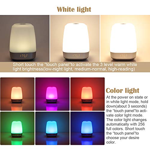 Wake up Light Alarm Clock with Sunrise Simulation Alarm Clock with 5 Nature Sound, Touch Control, Bedside Night Light with 3 Brightness Levels, 256 Color RGB Mode for Bedroom, Christmas Gift