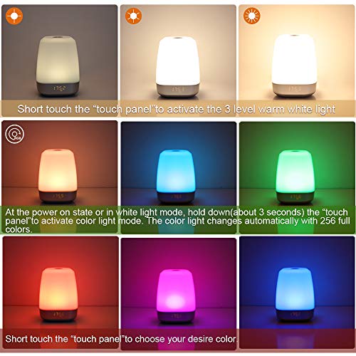 Wake up Light Alarm Clock with Sunrise Simulation Alarm Clock with 5 Nature Sound, Touch Control, Bedside Night Light with 3 Brightness Levels, 256 Color RGB Mode for Bedroom, Christmas Gift