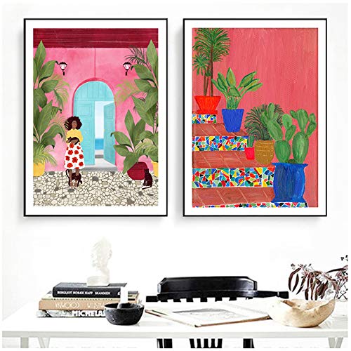 Wall Mream Poster Abstract Cartagena Life Picture Estilo moderno Impresión en lienzo Pintura Arte Pasillo Decoración para sala de estar 70x105 cm / 27.6"x 41.3" x2 Sin marco