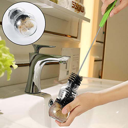 Wanap Cepillo para botellas, Juego de cepillos de limpieza duraderos de usos múltiples, sin BPA, largos y flexibles para botellas, pajitas, tubos, decantadores, etc., 6 piezas