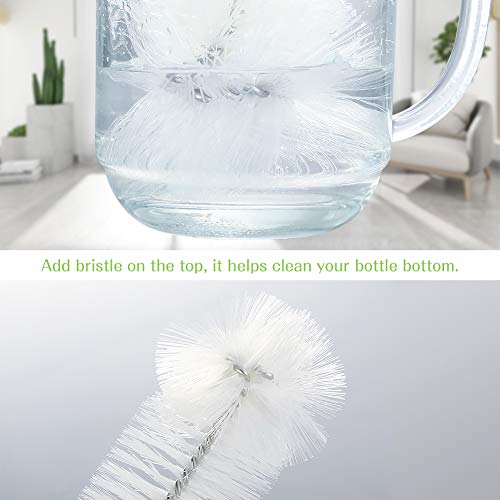 Wanap Cepillo para botellas, Juego de cepillos de limpieza duraderos de usos múltiples, sin BPA, largos y flexibles para botellas, pajitas, tubos, decantadores, etc., 6 piezas