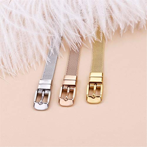 WANGCHENGLONG - Pulsera de cadena de regalo de malla de acero inoxidable para el día de San Valentín, día de la madre, nacimiento (color: rosa, tamaño: 17 cm)