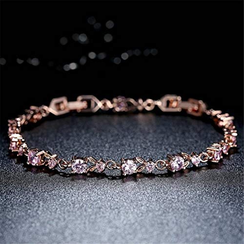 WANGCHENGLONG Pulsera de moda simple para regalo de mujer, pulsera adecuada para el día de San Valentín, día de la madre, nacimiento (color: rosa, tamaño: 17 cm)