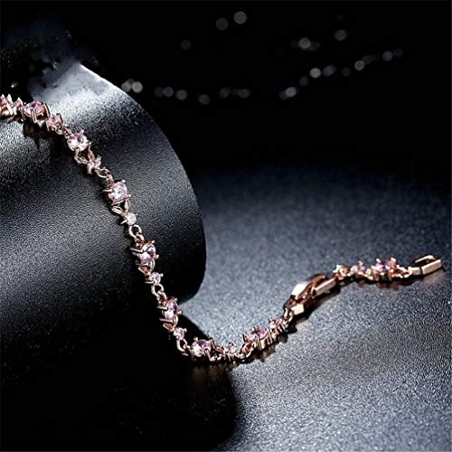 WANGCHENGLONG Pulsera de moda simple para regalo de mujer, pulsera adecuada para el día de San Valentín, día de la madre, nacimiento (color: rosa, tamaño: 17 cm)
