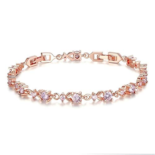 WANGCHENGLONG Pulsera de moda simple para regalo de mujer, pulsera adecuada para el día de San Valentín, día de la madre, nacimiento (color: rosa, tamaño: 17 cm)