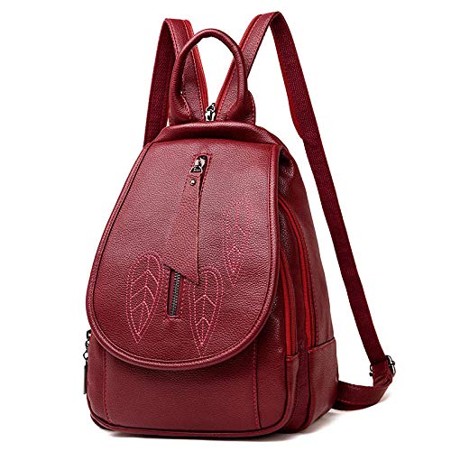 WANGQING Mochila pequeña multiusos de moda para mujer atmosférica simple bolsa de cofre salvaje mochila casual cuero suave