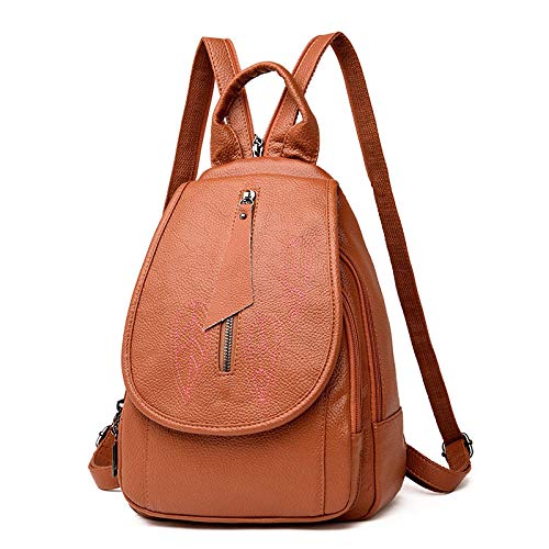 WANGQING Mochila pequeña multiusos de moda para mujer atmosférica simple bolsa de cofre salvaje mochila casual cuero suave