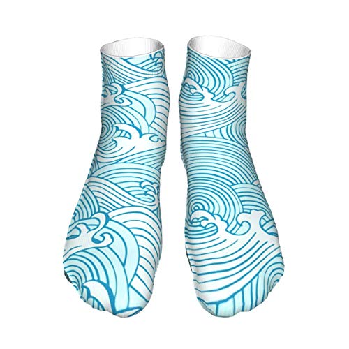 Wangqiuying19 - Calcetines cortos para deporte de ocio clásico, onda del mar, calcetines divertidos de 30 cm