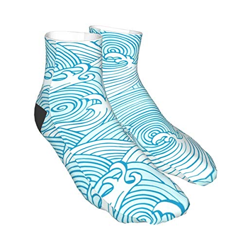 Wangqiuying19 - Calcetines cortos para deporte de ocio clásico, onda del mar, calcetines divertidos de 30 cm