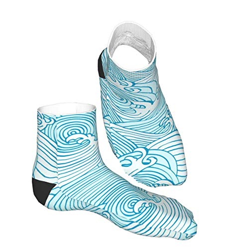 Wangqiuying19 - Calcetines cortos para deporte de ocio clásico, onda del mar, calcetines divertidos de 30 cm