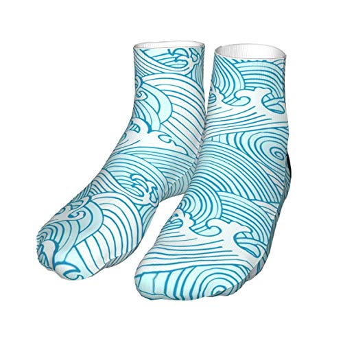 Wangqiuying19 - Calcetines cortos para deporte de ocio clásico, onda del mar, calcetines divertidos de 30 cm