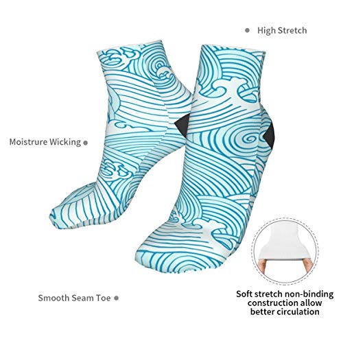 Wangqiuying19 - Calcetines cortos para deporte de ocio clásico, onda del mar, calcetines divertidos de 30 cm
