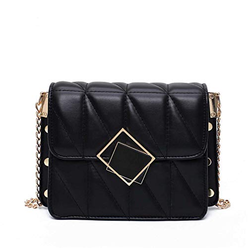 wangtao Bolsos Bolsosversión del Bolso Bandolera Bandolera Tendencia Rombo Cadena Pequeña Fragancia Moda Bolso Pequeño Bolsos 1PCS /Negro