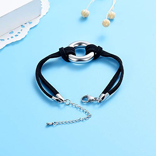 WANZIJING Círculo de la Vida cremación joyería de Las Cenizas de un ser Querido, Cuero Memorial urna del Recuerdo de la Mujer Pulsera de Hombre Brazalete