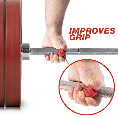 WARM BODY COLD MIND Cinta de levantamiento de pesas premium Hookgrip para levantamiento de pesas y crossfit, cinta elástica de algodón para crossfit, resistente al sudor y transpirable (Rojo 8 Rollos)