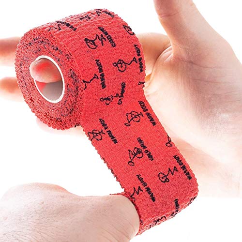 WARM BODY COLD MIND Cinta de levantamiento de pesas premium Hookgrip para levantamiento de pesas y crossfit, cinta elástica de algodón para crossfit, resistente al sudor y transpirable (Rojo 8 Rollos)