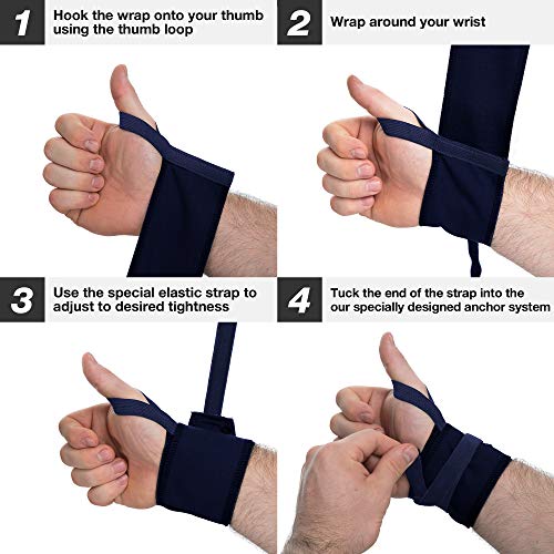 WARM BODY COLD MIND Vendaje de Pulsera Clase Premium diseñado para Levantamiento de Pesas, Powerlifting, Entrenamiento Mezclado y Otras Actividades físicas (Navy)