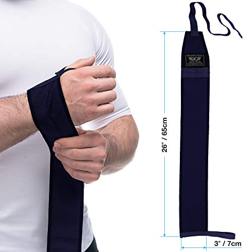 WARM BODY COLD MIND Vendaje de Pulsera Clase Premium diseñado para Levantamiento de Pesas, Powerlifting, Entrenamiento Mezclado y Otras Actividades físicas (Navy)