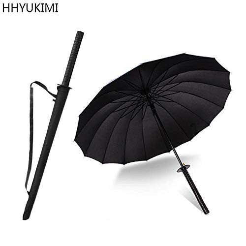 Warmwin Envío de la Gota a Prueba de Viento Espada samurái Sun Thunder Umbrella Ninja-Like Recto Paraguas de Costilla de Mango Largo Abierto manualmente 8 K