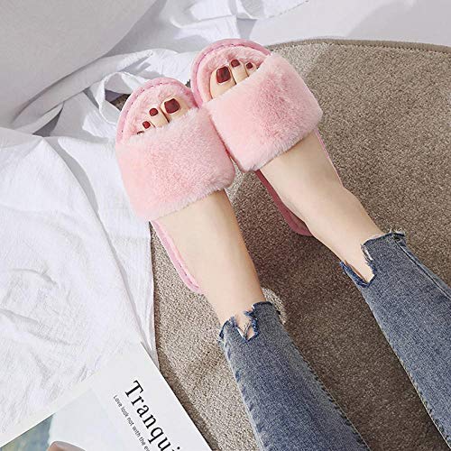 Warmwin Zapatillas de Piel para Mujer 2020 Zapatos de Invierno para Mujer Zapatillas de Talla Grande para el hogar Zapatillas de Felpa para Interior de Mujer cálidas y Suaves de algodón Y-Grey_38-39