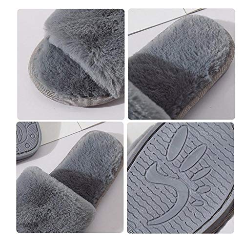 Warmwin Zapatillas de Piel para Mujer 2020 Zapatos de Invierno para Mujer Zapatillas de Talla Grande para el hogar Zapatillas de Felpa para Interior de Mujer cálidas y Suaves de algodón Y-Grey_38-39