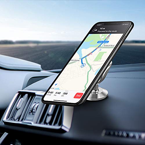 Warxin Soporte Magnético Movil Coche, Mini Móvil Coche Iman para Salpicadero 360° Rotación Universal Soporte Teléfono Magnético Sostenedor para iPhone Samsung Móviles Dispositivo GPS - Plata