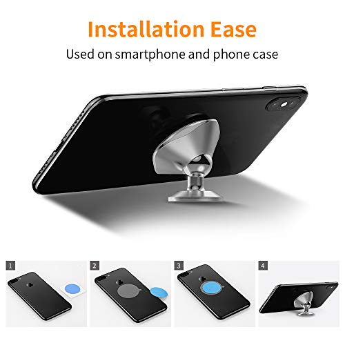 Warxin Soporte Magnético Movil Coche, Mini Móvil Coche Iman para Salpicadero 360° Rotación Universal Soporte Teléfono Magnético Sostenedor para iPhone Samsung Móviles Dispositivo GPS - Plata