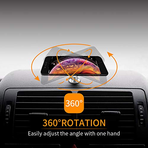 Warxin Soporte Magnético Movil Coche, Mini Móvil Coche Iman para Salpicadero 360° Rotación Universal Soporte Teléfono Magnético Sostenedor para iPhone Samsung Móviles Dispositivo GPS - Plata
