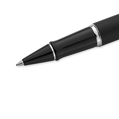 Waterman Expert rotulador roller, con adorno cromado, punta fina con cartucho de tinta negra, estuche de regalo, color negro mate