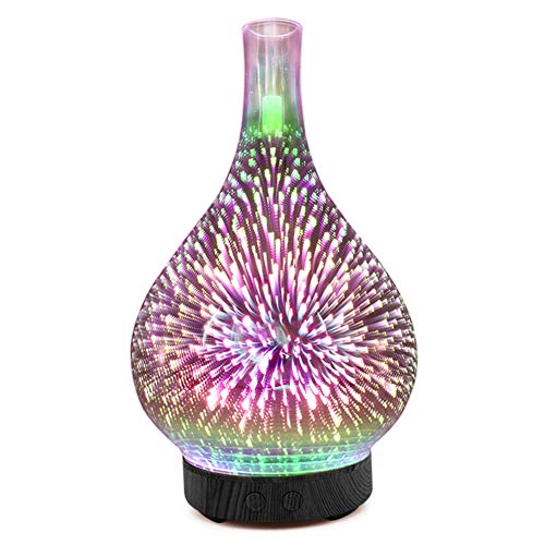 Watkings Essential Oil Diffuser, Aromatherapy Humidifier, Glass Essential Oil Diffuser, 3D Firework Glass Essential Oil Aroma Diffuser Ultrasonic Aromatherapy Humidifier for Home Office Sleep