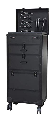 WCLY Portable del Clavo del Maquillaje de Belleza Bolso de la Carretilla del Caso del Organizador cosméticos for el Clavo Materia Negro fácil de Llevar 0930