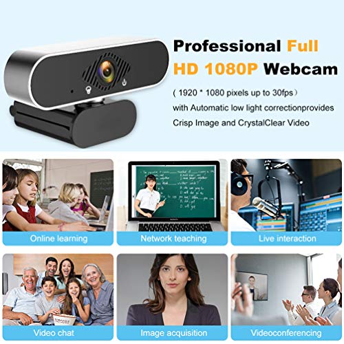 Webcam para Ordenador, PC Webcam 1080p 30pfs Webcam con Microfono y Cubierta de Privacidad, USB 2.0/3.0 Computer Camera para Conferencias, Videollamadas, Compatible Windows Mac y Android