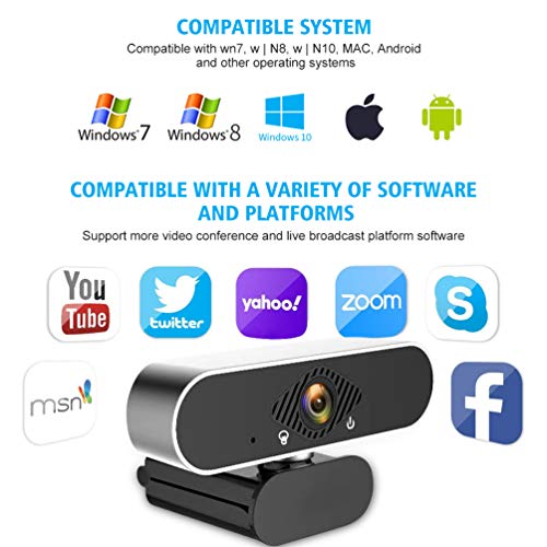 Webcam para Ordenador, PC Webcam 1080p 30pfs Webcam con Microfono y Cubierta de Privacidad, USB 2.0/3.0 Computer Camera para Conferencias, Videollamadas, Compatible Windows Mac y Android