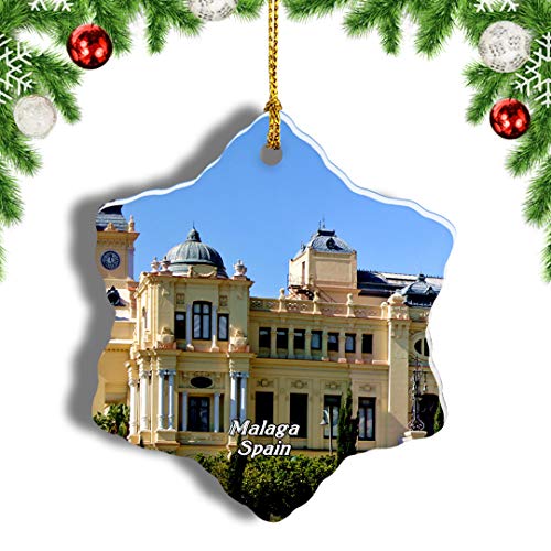 Weekino España Gibralfaro Castillo Málaga Decoración de Navidad Árbol de Navidad Adorno Colgante Ciudad Viaje Porcelana Colección de Recuerdos 3 Pulgadas