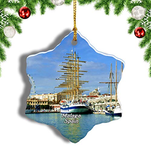 Weekino Puerta de España de Málaga Decoración de Navidad Árbol de Navidad Adorno Colgante Ciudad Viaje Porcelana Colección de Recuerdos 3 Pulgadas