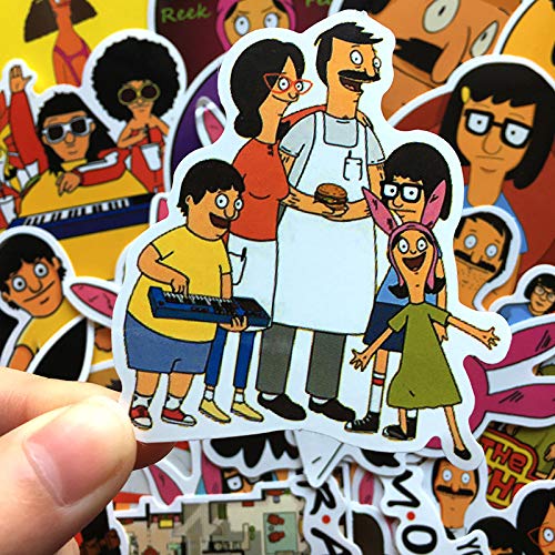 WEIGUANG Happy Burger Shop Maleta Impermeable de Dibujos Animados Maleta Monopatín Teléfono móvil Graffiti Pegatinas Cuadernos 34 Hojas