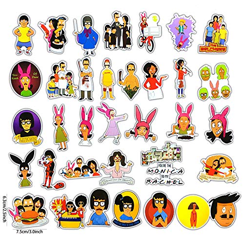 WEIGUANG Happy Burger Shop Maleta Impermeable de Dibujos Animados Maleta Monopatín Teléfono móvil Graffiti Pegatinas Cuadernos 34 Hojas