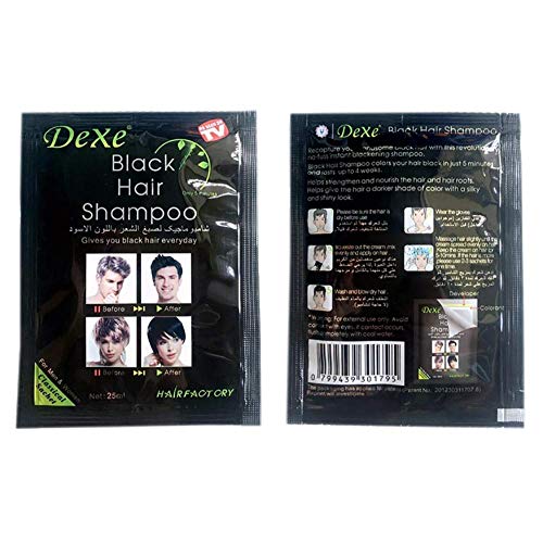 weixinbuy Black Hair Shampoo - Tinte para el cabello instantáneo - Color negro - Fácil de usar - Últimos 30 días - Ingredientes naturales Paquetes de 25mlx10