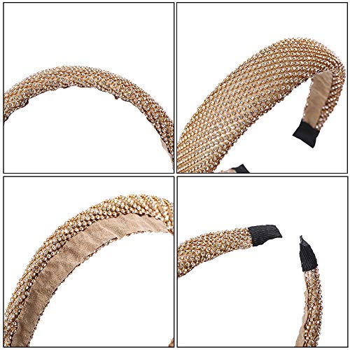 WELROG Diadema acolchada perla de mujer Esponja Velvet Wide Alice Band Hair Hoop Color sólido Home Party Jewelry Beaded Hair Band para mujeres niñas （Plata）