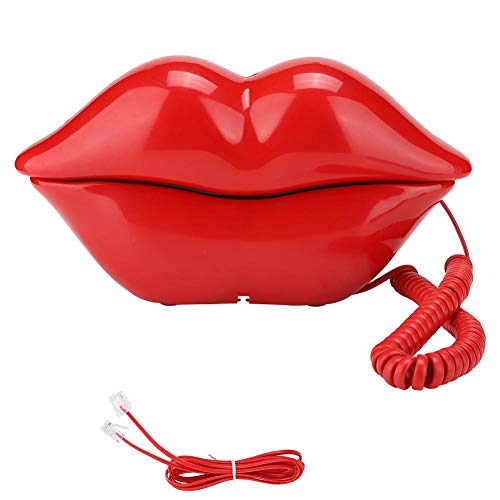 Wendry Teléfono Fijo con Forma de Labio,Calidad de Sonido Clara, Moda Novedosa, Tanto un Teléfono como un Artículo para el Hogar,Absolutamente Moderno(Rojo)
